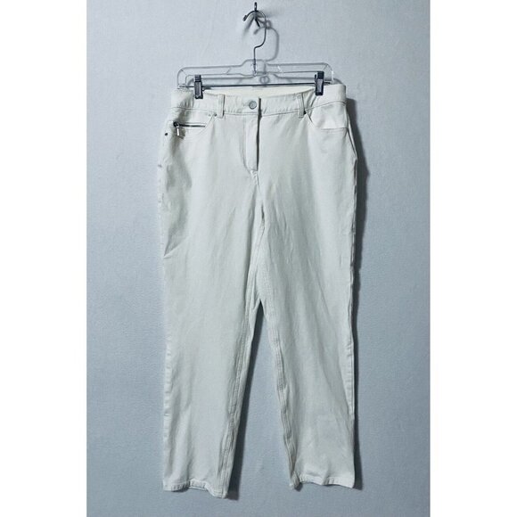 Chicos 1 Womens Medium 8 So Slimming White Crop Jeans Stretch Pockets Boho - Picture 1 of 9